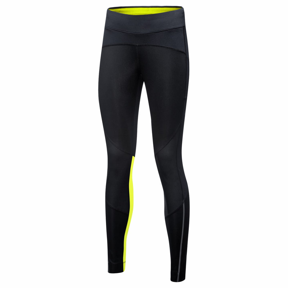 Womens R5 WINDSTOPPER® Tights - Black/Neon Yellow
